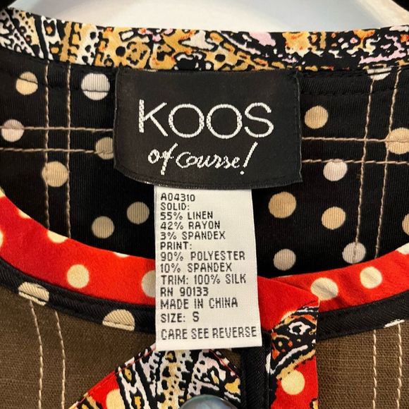 KOOS Of Course! Reversible Women's Jacket Size Small Polka Dot, Brown, Black, We - Picture 6 of 12